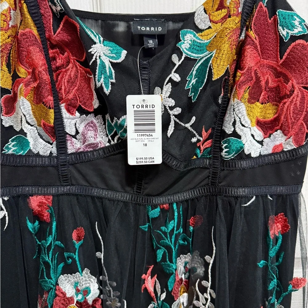 Torrid Black Dress with Colorful Floral Embroidery - Picture 2 of 8